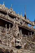 Myanmar - Mandalay, Shwenandaw Kyaung (the Golden Palace) a wonderful example of the Burmese unique teak architecture and wood-carving art. 